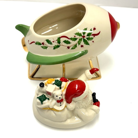 Lenox Holiday Figural Santa's Rocket Covered Candy Dish - Picture 5 of 9
